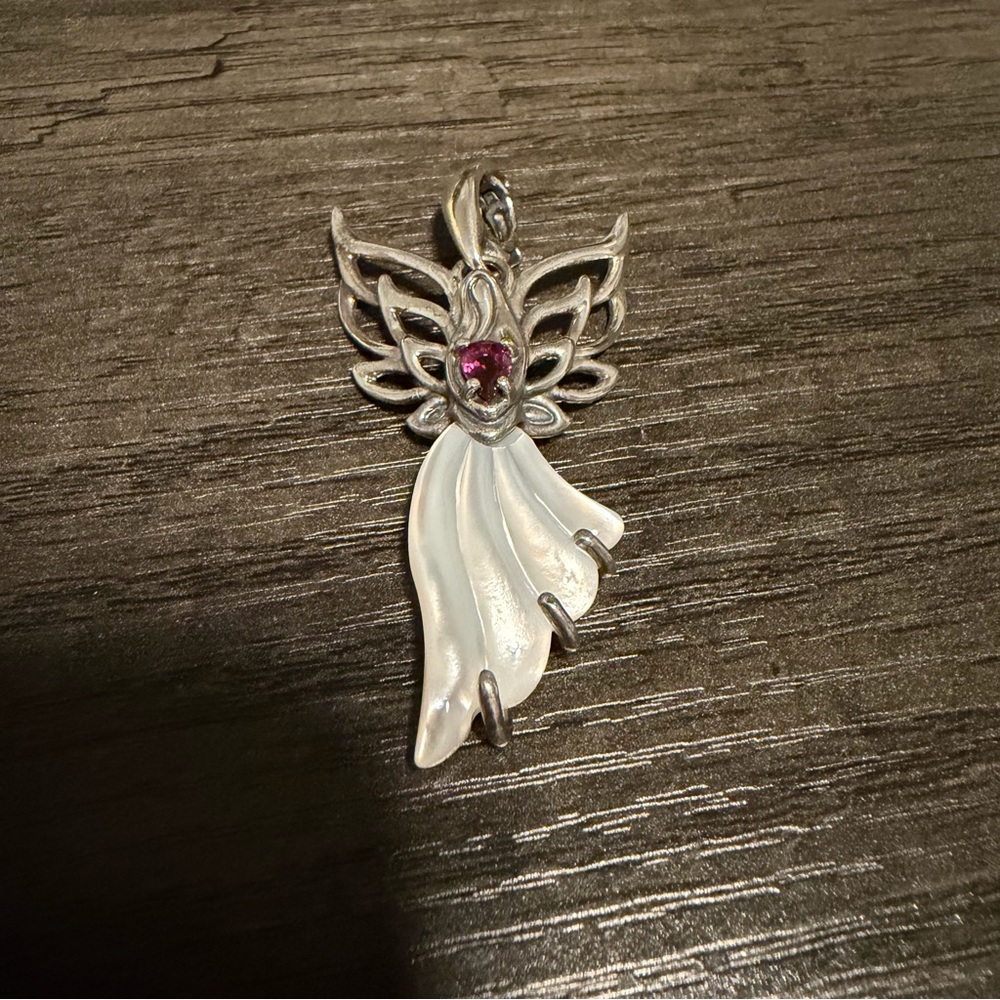 Carolyn Pollack Relios 925 Sterling Silver & Amethyst Angel Enhancer Pendant